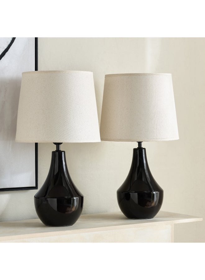 Home Box Cayan 2-Piece Black Ceramic Table Lamp Set - Image 2